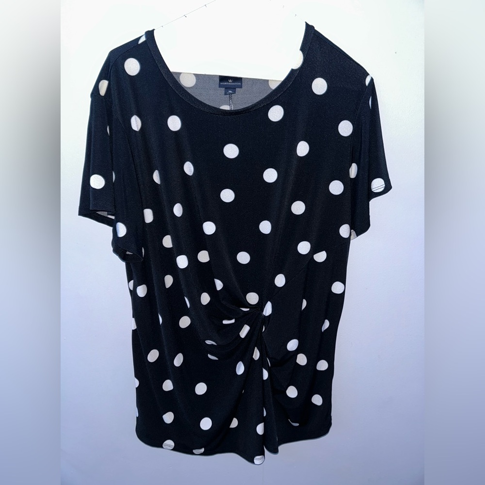 Worthington Black and White Polka Dot Blouse